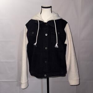 No Boundaries Juniors' Sherpa Sleeve Denim Jacket size XXL(19)